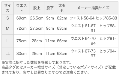 サイズ表